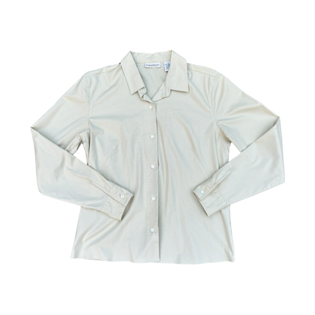Banana Republic | Stretch Cream Button Down Long Sleeve Collared Blouse